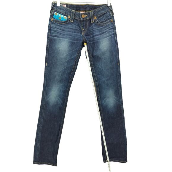 True Religion Women's Faded Denim Jeans Size 25 Straight Leg Color Blue - Picture 5 of 11